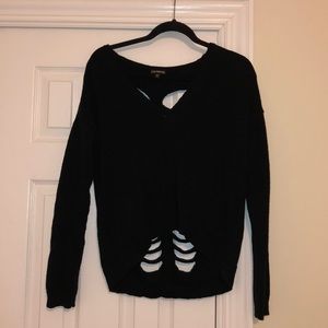 Open back torn sweater